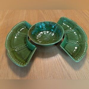 California Pottery USA 895 Green Serving Dishes MCM